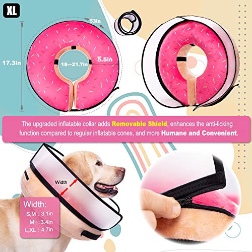 Image of Inflatable Dog Cone Collar with Enhanced Anti-Licking, Soft Neck Donut for Dogs Cats, Recovery Pet Cone Collar After Surgery for Large Medium Small Dogs (Donut Pink, X-Large)