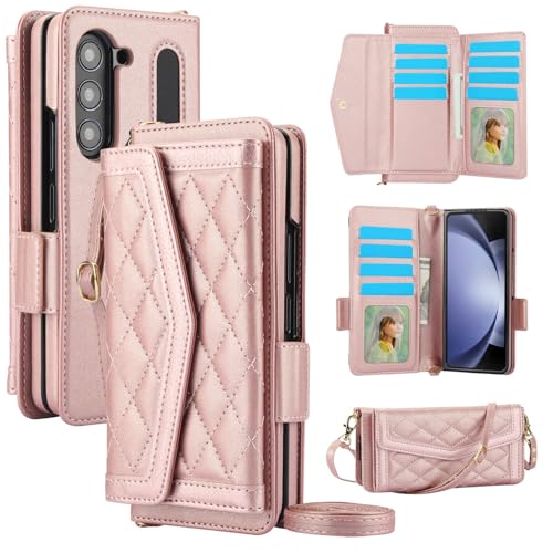 Étui en cuir Samsung Galaxy Z Fold 7 rose doré, la housse chic pour le bureau