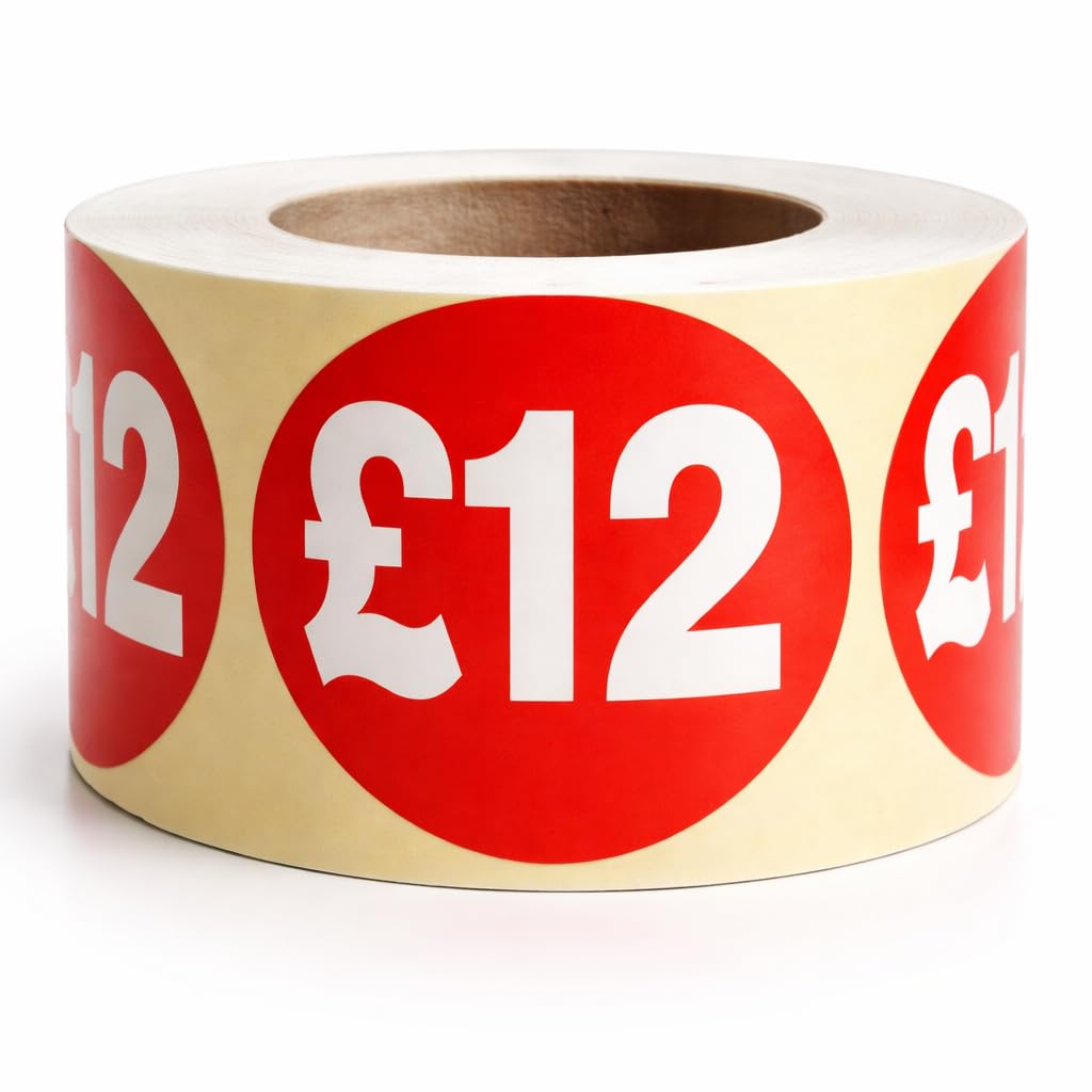 ยฃ12 Self Adhesive Stickers Sticky Labels Price Labels for Retail Price Display 45mm Diamter Roll of 500 Stickers