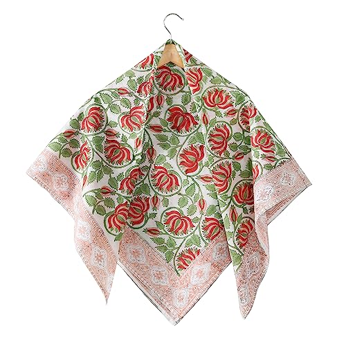 Image of Ravaiyaa - Attitude is everything Sanganer Hand Block Printed Scarves Pure Cotton Scarf Square Hijab Dupatta 40 inch X 40 inch Inch