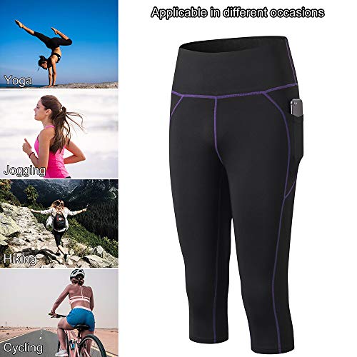 Leggings de ioga para mulheres, Andoer Leggings femininas para ioga Calças Capri de secagem rápida c