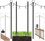 Espird String Light Poles for Outdoors,Christmas Decoration Poles for String Lights,3 in 1 Light Poles with Hooks for Deck Garden Patio Wedding Cafe Party (2PCS)
