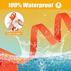 Vivifying Waterproof Long Dog Leash, 20ft Dog Training Leash for Outside, Durable PVC Long Line Lead with Padded Handle for Recall Training, Hiking, Swimming, Beach and Lake (Orange)