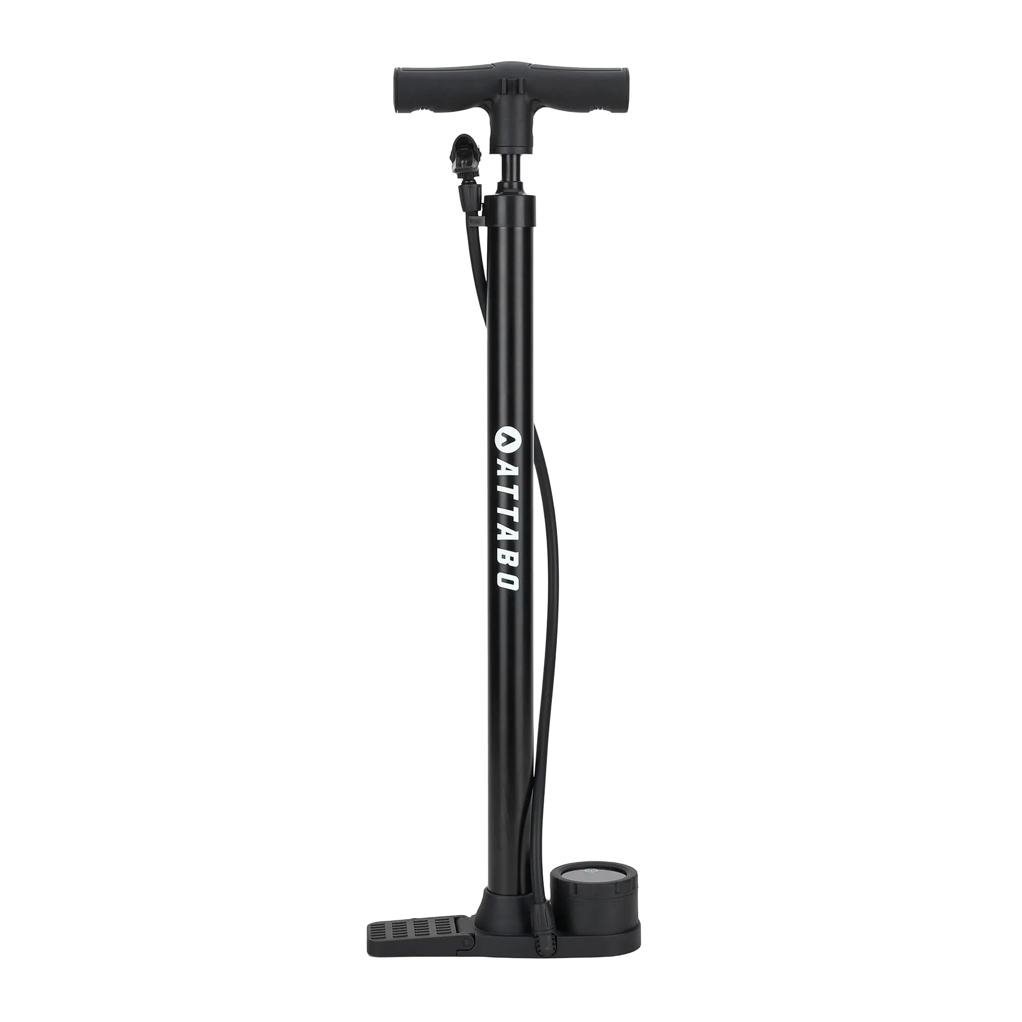 ATTABO WP.1 pompa stojąca z manometrem cyfrowym LCD do 160 psi/11 bar – pompka rowerowa z uniwersalną głowicą do Presta, Schrader i Dunlop – stabilna podstawa, ergonomiczny uchwyt, wąż 500 mm