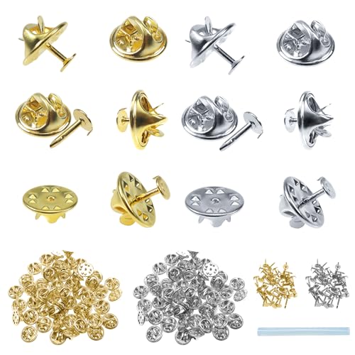 TOAOB 150 Pares 8 mm Mariposa Imperdibles Embrague de Mariposa Clutch Metal Pin Cierres de Broche con Parte Posterior Pines Oro y Plateado para DIY Craft Manualidades Tachuelas Corbata