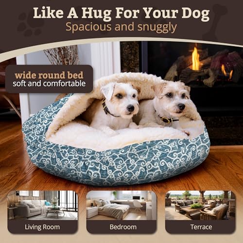 Image of Snoozer Cozy Cave Dog Bed, Round Covered Dog Bed, Ramey Oxford (S)