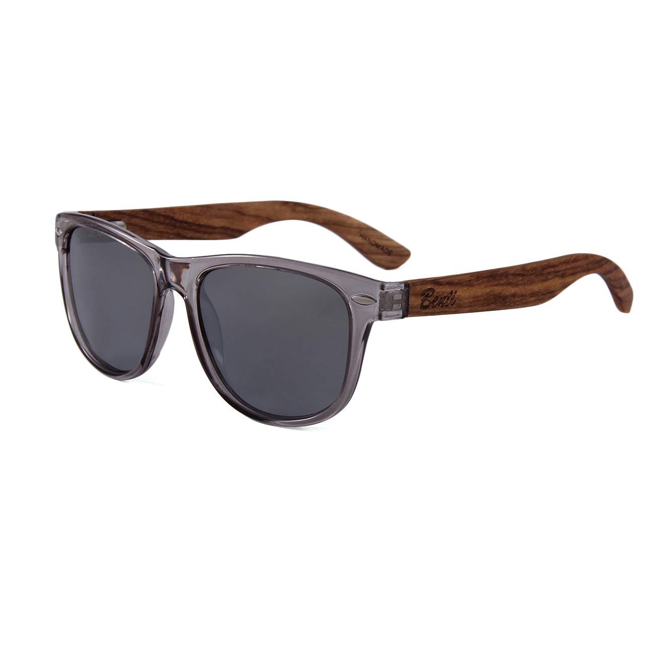 Zebra Wood Polarized Sunglasses for Men and Women - Bamboo Case - UV Protected