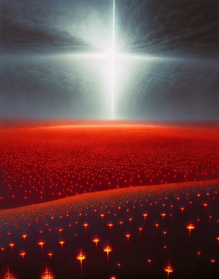 Toile 58 x 90 cm Champ d'âmes lumineuses dans l'obscurité SERENDIPITP