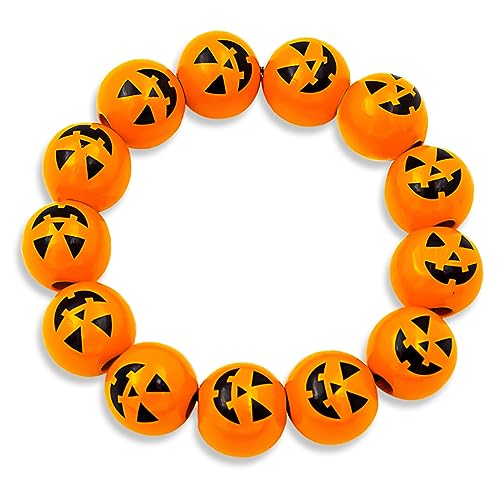 2025 Halloween Pumpkin Spider Bracelet for Women Men Adjustable Wood Bead Bracelet for Halloween Festival Party Jewelry Gifts