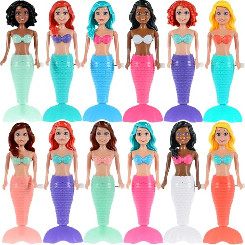 Set 12 muñecas sirenas de baño con cola móvil miniatura 2