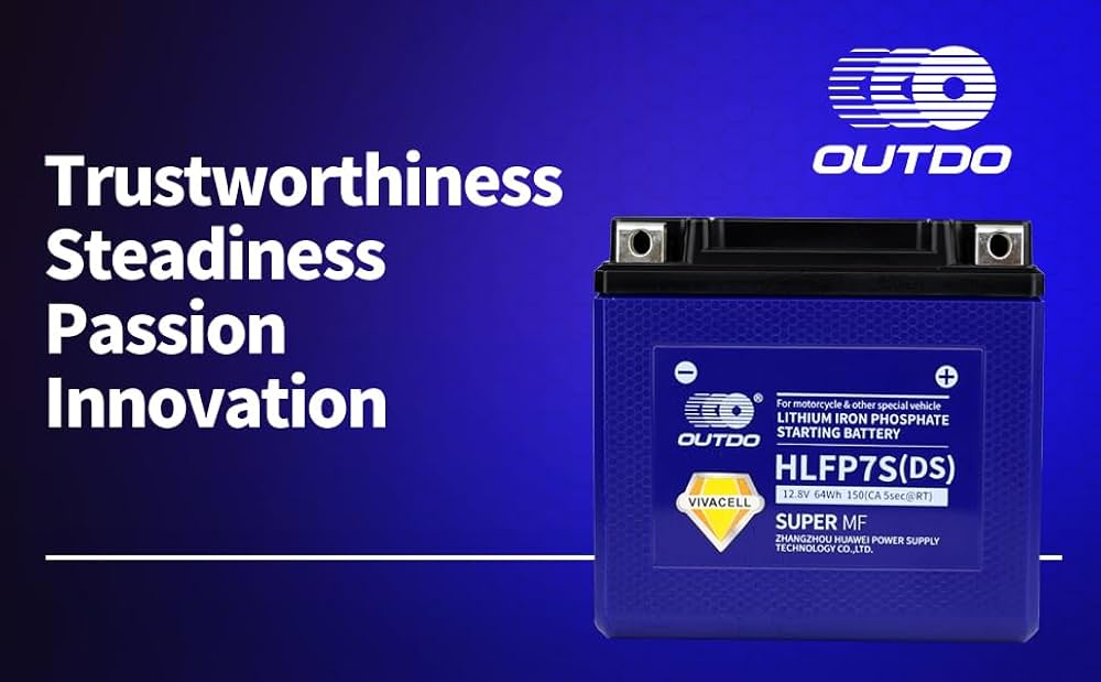 OUTDO Motorcycle Battery YTX4L-BS 12V 5AH 32Wh Lithium