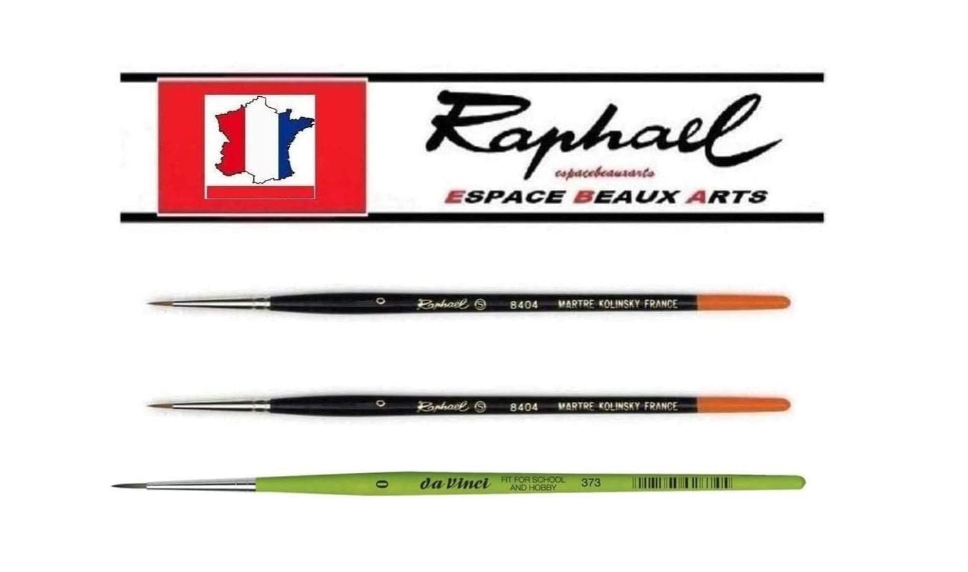 Pinceau Raphael Series 8404,kolinsky Rouge Sable Pinceau,Taille 0 Set 2pcs ET 1 Pinceau
