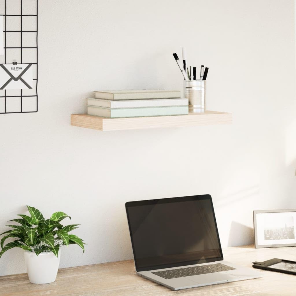 Estantería flotante de 50 x 23,5 x 3 cm, madera con chapa de roble, soporte invisible, para salón, dormitorio, cocina, estantes de pared versátiles para organización