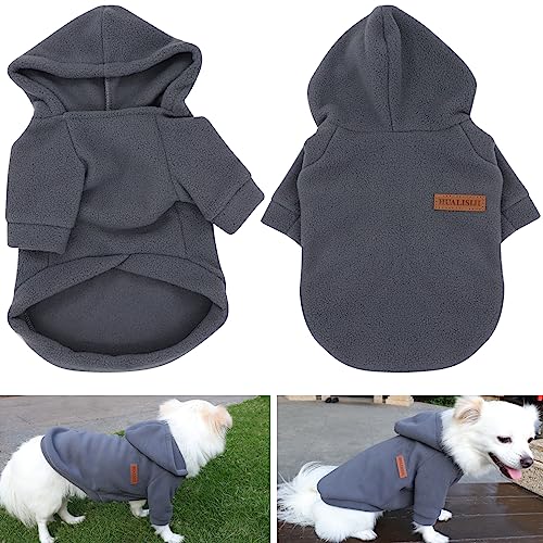 HuaLiSiJi Kapuzenpullis für Hunde Hoodie Hunde Sweatshirt Fleece Chihuahua Pullover Warm und Leicht, Sehr Schön, Bequem und Weich, Super Anzuziehen (L, Schwarz+Grau)