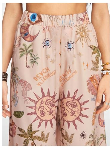 WDIRARA Women's Plus Size Graphic Elastic Waist Pants Boho Wide Leg Palazzo Pants4