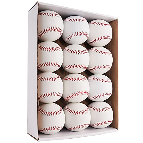 Baseballs 12 Pack Training Baseball 9 inch Sports Practice Baseballs Autograph Baseballs Baseballs for Kids/Youth Training Baseballs Bulk for Pitching, Throwing, Signature, Collection