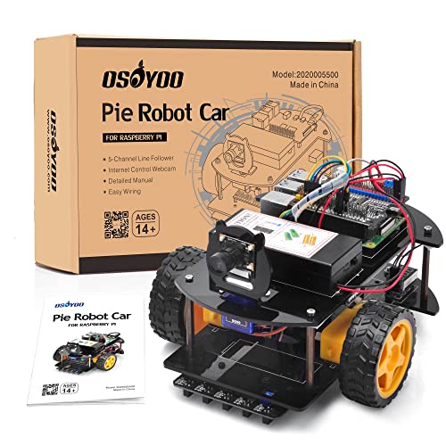 OSOYOO Pie Robot Car, Roboter Bausatz für Raspberry Pi 3B 3A+ 3B+ 4 programmierbar: Mint Kit für Mittelstufe, Oberstufe, Hochschulbereich und Hobby, Bauen und programmieren mit Python