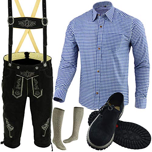 speed4allkinds Herren Trachten Lederhose 46-62 Trachten Set 5 Teilig Bayerische Trachtenlederhose,Hemd,Schuhe,Socken Neu (Hose 48 Hemd M Schuhe Socken Per Mail) Cover
