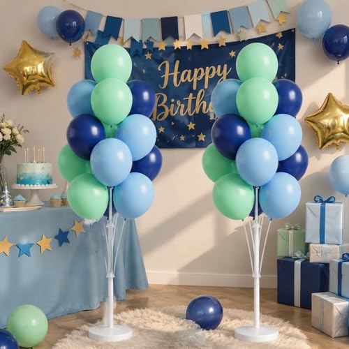 Image of Balloon Column Stand Kit with Balloons, Base and Pole, Balloon Column Kit for Floor or Table Backdrop Decoration for Party Wedding Baby Shower Birthday Graduation (Blue Mint)