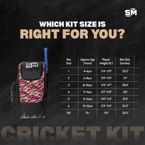 Image of SM Origin Complete Cricket Kit for Men | Cricket Set | 8-Piece: Kashmir Willow Bat + Helmet + Pads + Gloves + Kit Bag + Thigh + Arm + Abdominal Guard | Beginner Starter Kit | Club & Academy | Size SH