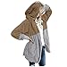 LAOLUO Chaqueta de forro polar para mujer con capucha grande, talla grande, estilo informal, para otoño e invierno, con bolsillos cálidos, tallas S-5XL, 01-marrón, L