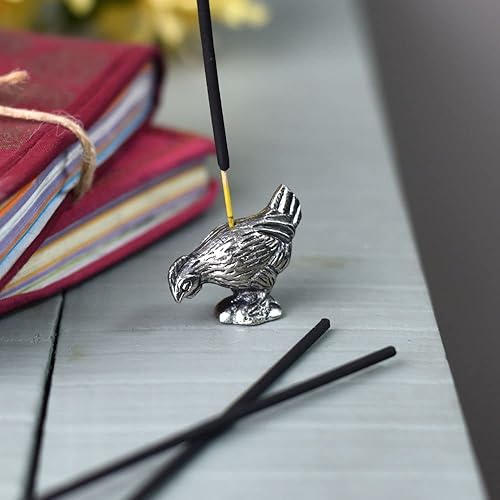 Miniatura 1 de IndianShelf - Soporte para incienso de gallina plateado 16in