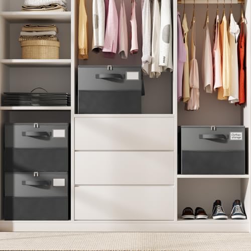 Image of Large Reinforced Shoe Organizer for Closet with Adjustable Dividers, Gray | Customizable Compartments for Sneakers, Boots, Heels, Sandals, Clothes, Towels and Toys, Versatile Cube Storage Organizer
