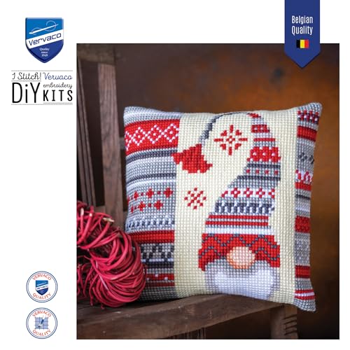 Image of Vervaco Cross Stitch Cushion Kit Christmas Elf 2 16 inch x 16 inch