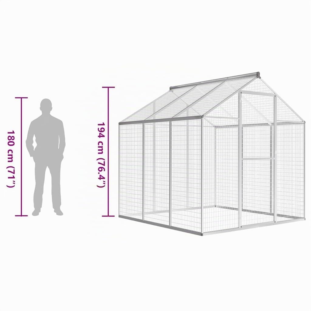 vidaXL Voliera da Giardino Alluminio 183x178x194 cm Uccelliera Gabbia Uccelli