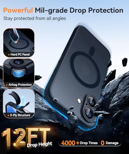 Image of CANSHN Magnetic for iPhone 17 Case, Upgraded [Full Camera Protection] [Compatible with Magsafe] [Translucent Matte] Shockproof Protective Phone Case for iPhone 17 - Black