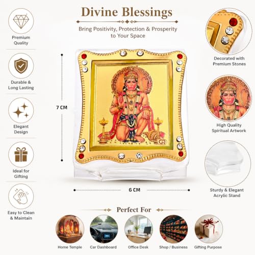 Image of Hanuman Idol Car Dashboard | Showpiece Decor Religious Frame for Pooja, Prayer and Gift