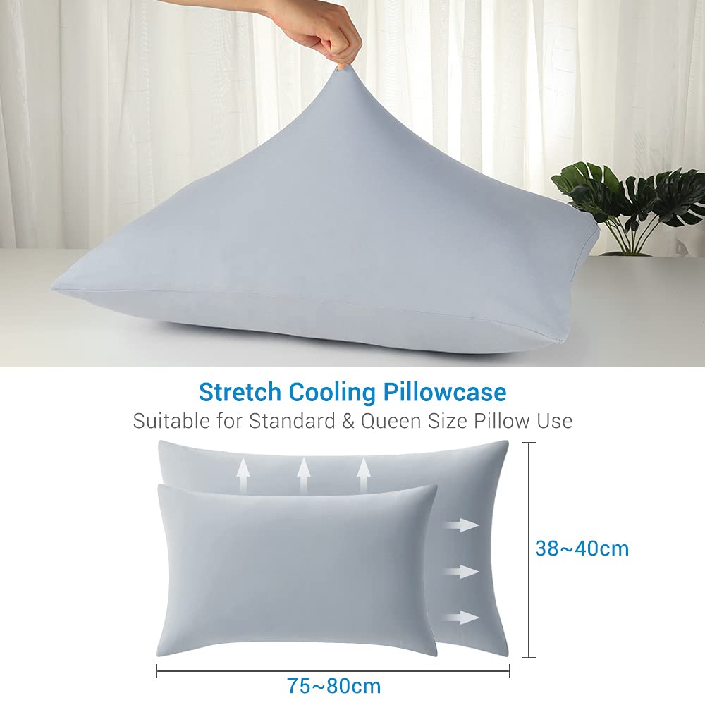 LUXEAR – Arc-Chill – Lot de 2 taies d'oreiller rafraîchissantes en coton pour les cheveux et