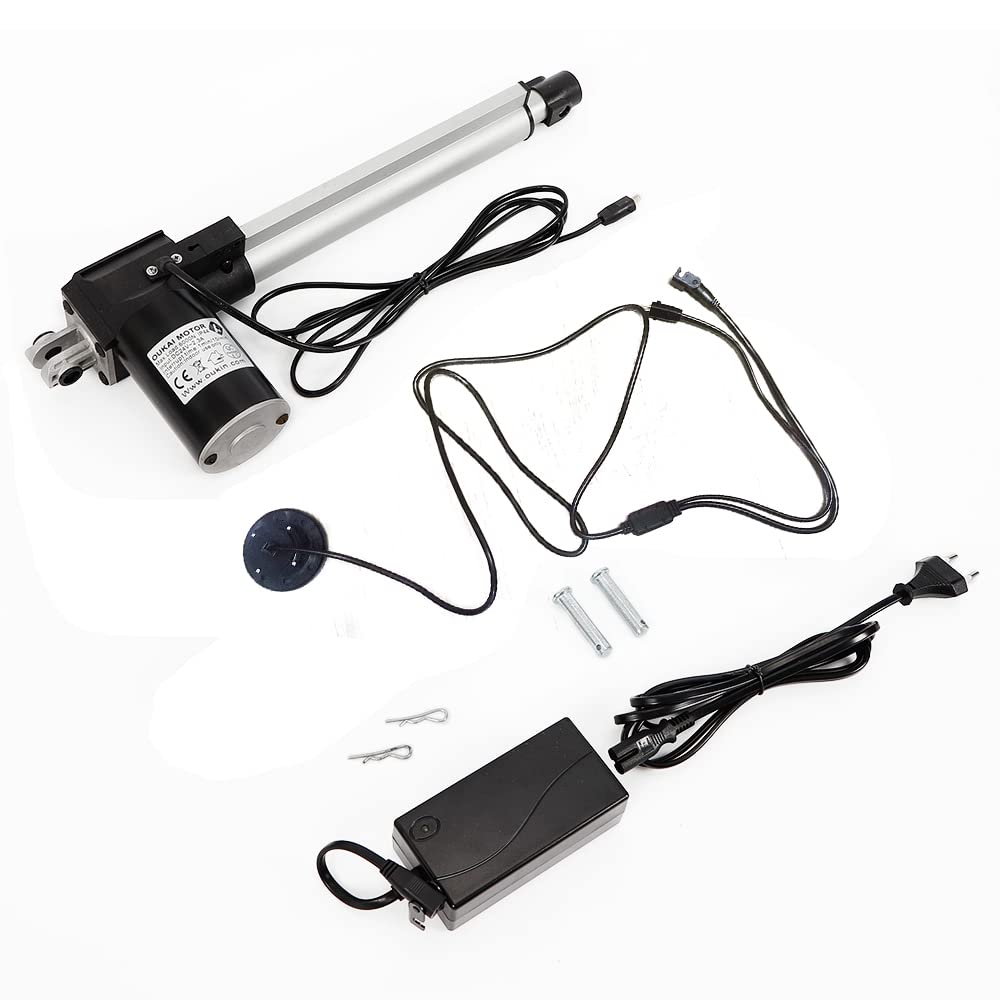 Motor de actuador lineal Power Recliner, carrera de 230 mm, 24 V CC, 600 kg de fuerza máxima, negro, aluminio, moderno, mecanismo de elevación y reclinación motorizado, salón, silla,