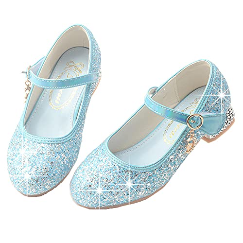 Little Girls Glitter Mary Jane Ballerina Low Heel Princess Wedding Party Dress Pump Shoes for Kids Flower Girls