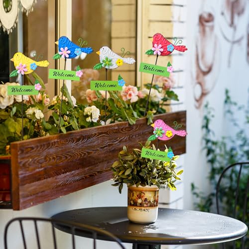 Image of 5Pack Metal Bird Decorative Garden Stakes,15.9 Inch Metal Garden Decor for Outside for Spring Decor, Shaking Head Yard Art Garden Decorations for Outdoor Lawn Pathway Patio