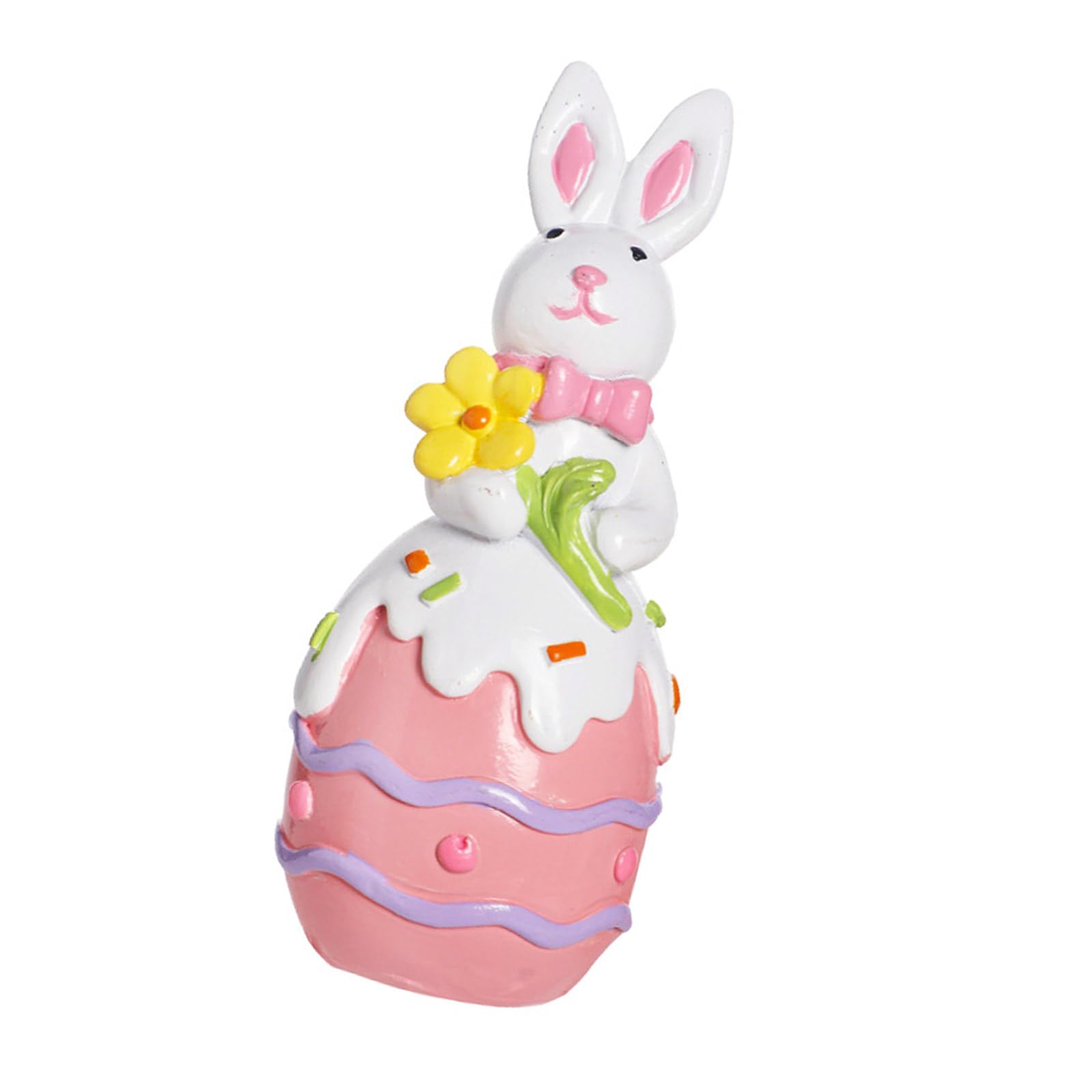 Xinsheinelry Easters Rabbits Garden Statue Hand Painted Resin Easters Eggs Rabbits with Flowers and Carrots for Home Display Sturdy Resin Ornament