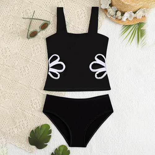 Image of Two Piece Tankini Swimsuits for Teens Bathing Suits Hollow Out Girls' Swimwear Size 8-12Y