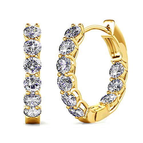 Tanpie 18k Gold Plated Hoop Earrings Zircon Cuff Huggie Earrings for Women Gril Jewelry