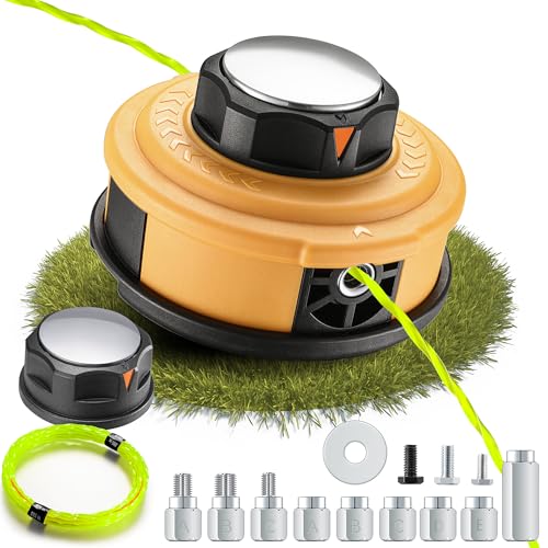Upgraded Weed Eater Head with Steel Knob Easy Feed Trimmer Head Weed Wacker Head for Echo Stihl Dewalt String Trimmer Replacement Head with 12ft 095 Trimmer Line 11 Adapts Simple Tap& Go (Yellow)