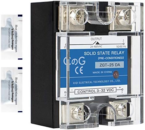 CG Solid State Relay SSR-25DA DC to AC Input 3-32VDC To Output 24-480VAC 25A Single Phase Plastic Cover…