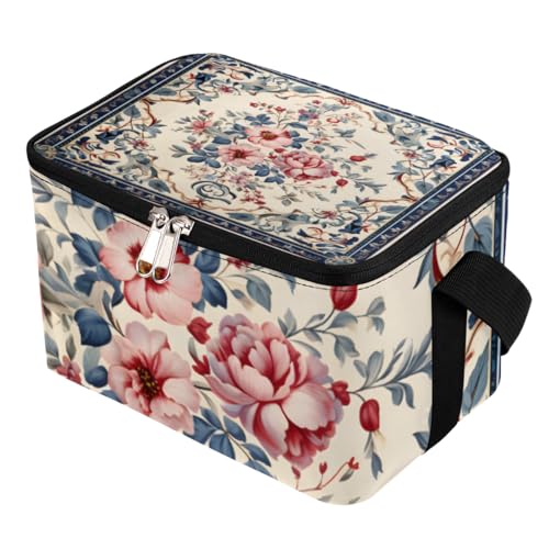 GzLeyigou Lunch Bags for Women Men 9 Cans,Decorative Ornament Hot & Cold Food Delivery Bag Insulated Grocery Bag Insulated Lunch Box Abstract Flower Cooler Bag for Office Work Picnic Beach