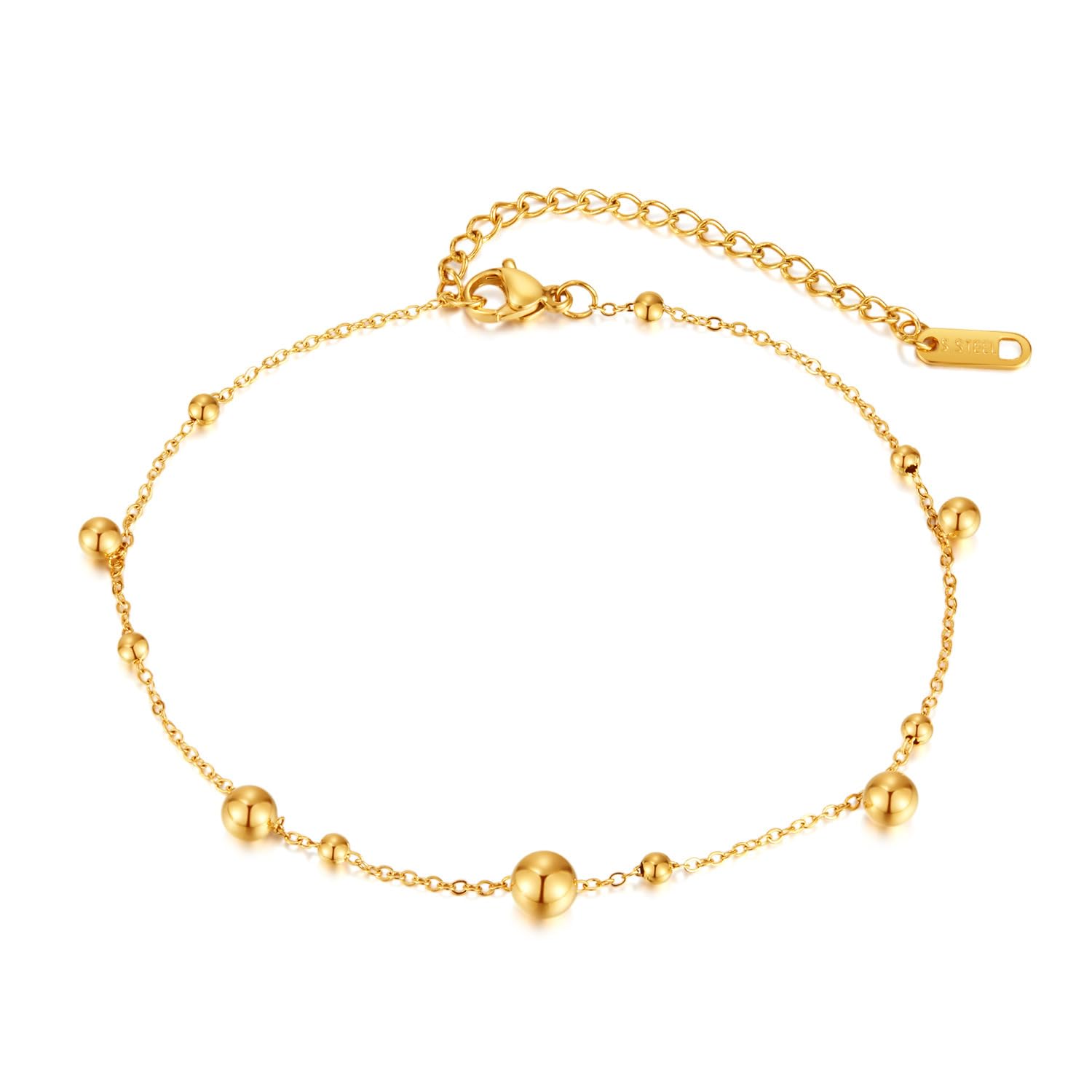 gold ball foot jewelry stainless steel simple and versatile anklet for Women Girls-image-12