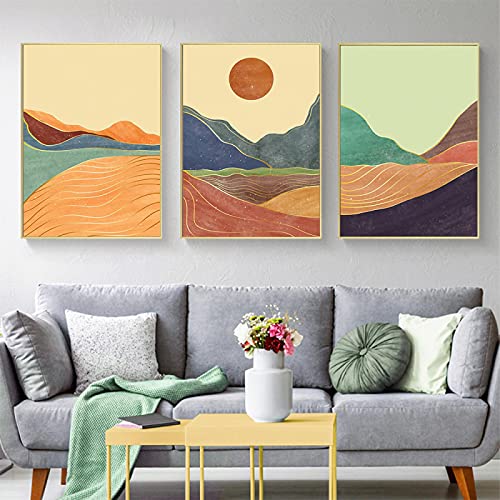Toile abstrait montagne coucher de soleil pour salon apaisant - 2
