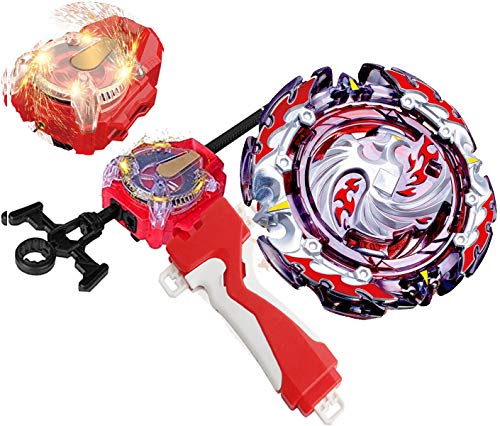 Bey Battle Burst Blade Evolution Turbo B-131 Booster Dead Phoenix.0.at Red Sparking Left & Right Launcher Handle Grip Starter Set Gaming Battling Top God Bay Lr Bey launcher Spinning Toy Gift for Boys