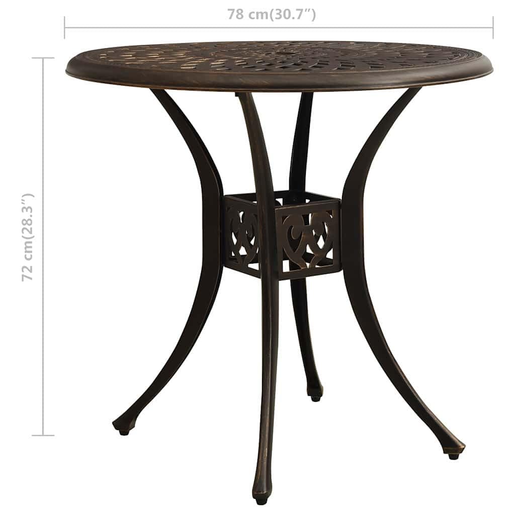 Mesa de Jardín de Aluminio Fundido Bronce 78x78x72 cm con Agujero
