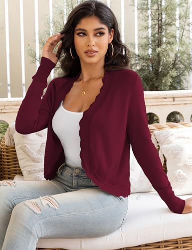 Image of OmicGot Women's Long Sleeve Cardigan Sweaters Open Front Cropped Bolero Shrugs for Dresses S-XL