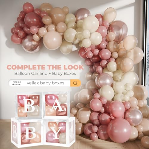 Balloon Garland Arch Kit – 146 Pcs Dusty Pink, White Sand, Nude & Rose Gold Balloons for Baby Shower, Birthday, Gender Reveal, Wedding Party – DIY Kit by Vellax™ - Image 6