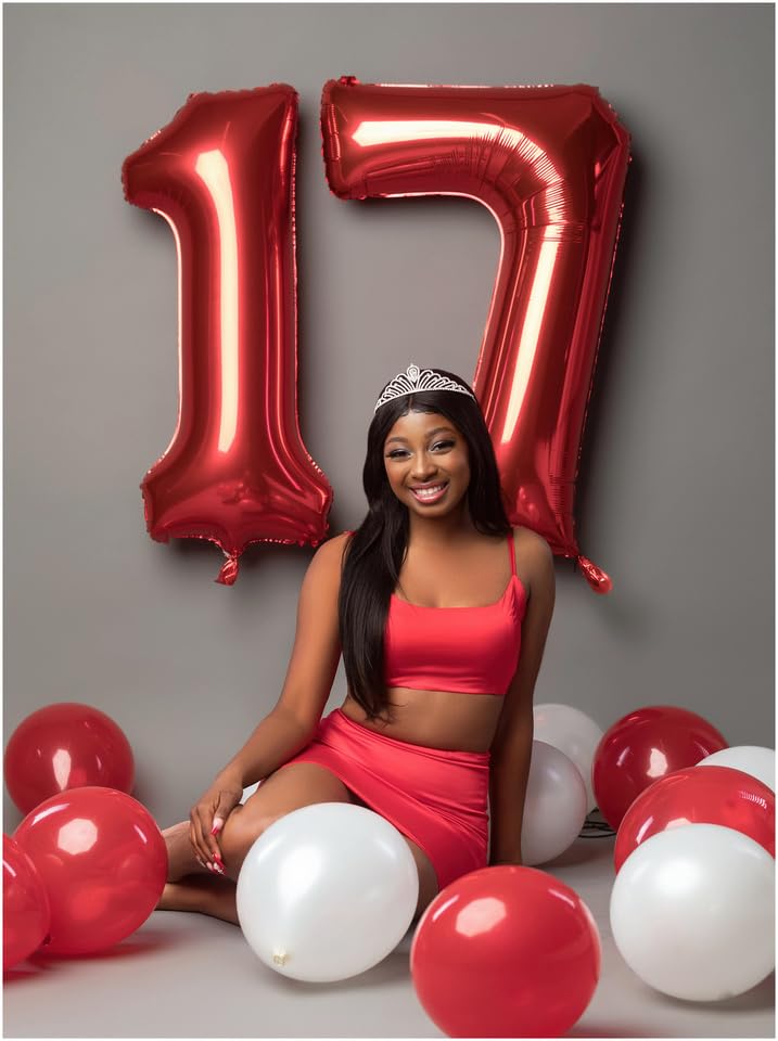 Image of Red Number 7 Balloon 40 Inch, 7th Birthday Party Decorations, Giant 7 Foil Balloon for Party Supplies