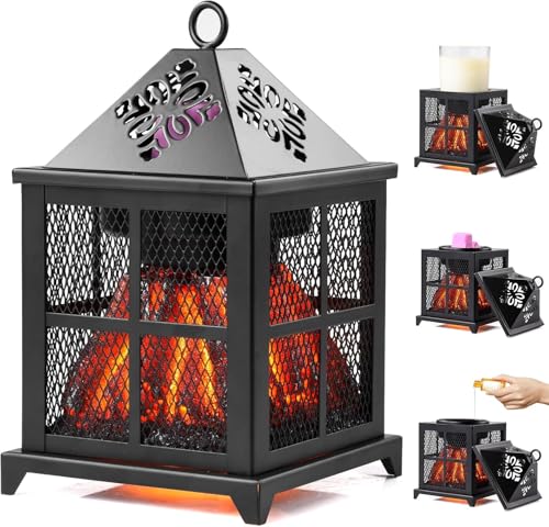 Bruciatore di Cera Elettrico,4 IN 1 Scaldacera per Profumatori da Camino per Cera Profumata,Candela e Olio Profumato,Lampada di Cera Profumata con Timer,per Decorazione di Casa Ufficio Camera da Letto