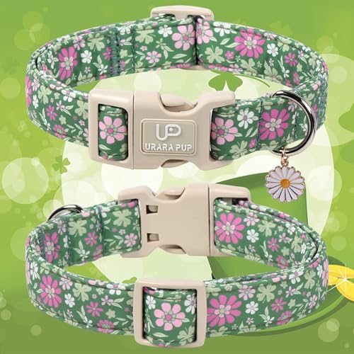 Image of St. Patrick's Day Dog Collar, UP URARA PUP Shamrock Adjustable Pet Collar with Quick Release, St. Patrick's Day Dog Accessories for Small Medium Large Dogs